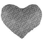 Geometric Grey Print Pattern Large 19  Premium Flano Heart Shape Cushions Front