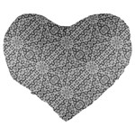 Geometric Grey Print Pattern Large 19  Premium Flano Heart Shape Cushions Back