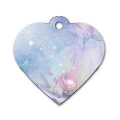 Wonderful Floral Design With Butterflies Dog Tag Heart (one Side) by FantasyWorld7