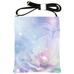 Wonderful Floral Design With Butterflies Shoulder Sling Bag by FantasyWorld7