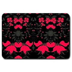 Pink Floral Pattern By Flipstylez Designs Large Doormat  by flipstylezfashionsLLC