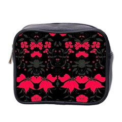 Pink Floral Pattern By Flipstylez Designs Mini Toiletries Bag (two Sides) by flipstylezfashionsLLC