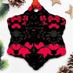 Pink Floral Pattern By Flipstylez Designs Snowflake Ornament (two Sides)