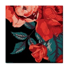 Bed Of Bright Red Roses By Flipstylez Designs Tile Coasters by flipstylezfashionsLLC