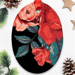 Bed Of Bright Red Roses By Flipstylez Designs Ornament (oval) by flipstylezfashionsLLC