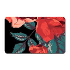 Bed Of Bright Red Roses By Flipstylez Designs Magnet (rectangular) by flipstylezfashionsLLC