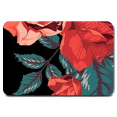 Bed Of Bright Red Roses By Flipstylez Designs Large Doormat  by flipstylezfashionsLLC