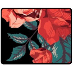 Bed Of Bright Red Roses By Flipstylez Designs Fleece Blanket (medium)  by flipstylezfashionsLLC