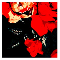 Bright red Roses By FlipStylez Designs Large Satin Scarf (Square)