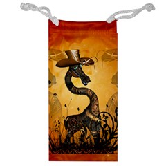 Funny Steampunk Giraffe With Hat Jewelry Bag by FantasyWorld7