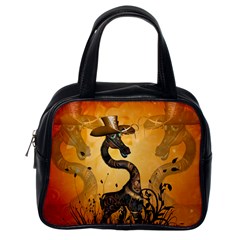 Funny Steampunk Giraffe With Hat Classic Handbag (one Side) by FantasyWorld7