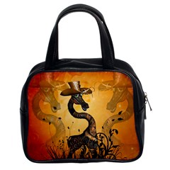 Funny Steampunk Giraffe With Hat Classic Handbag (two Sides) by FantasyWorld7