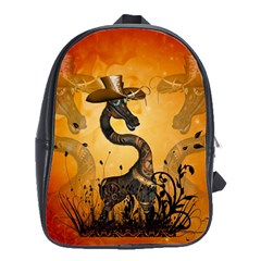 Funny Steampunk Giraffe With Hat School Bag (large) by FantasyWorld7