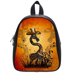 Funny Steampunk Giraffe With Hat School Bag (small) by FantasyWorld7