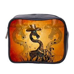 Funny Steampunk Giraffe With Hat Mini Toiletries Bag (two Sides) by FantasyWorld7