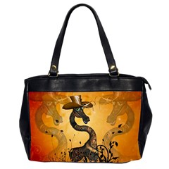 Funny Steampunk Giraffe With Hat Oversize Office Handbag (2 Sides) by FantasyWorld7