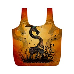 Funny Steampunk Giraffe With Hat Full Print Recycle Bag (m) by FantasyWorld7