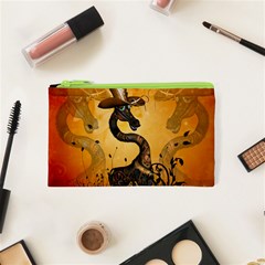 Funny Steampunk Giraffe With Hat Cosmetic Bag (xs) by FantasyWorld7