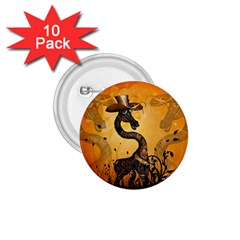 Funny Steampunk Giraffe With Hat 1 75  Buttons (10 Pack)