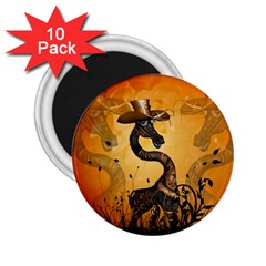 Funny Steampunk Giraffe With Hat 2 25  Magnets (10 Pack)  by FantasyWorld7