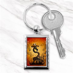 Funny Steampunk Giraffe With Hat Key Chains (rectangle)  by FantasyWorld7