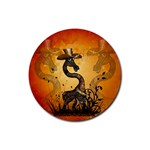 Funny Steampunk Giraffe With Hat Rubber Round Coaster (4 pack)  Front