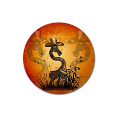 Funny Steampunk Giraffe With Hat Magnet 3  (round) by FantasyWorld7