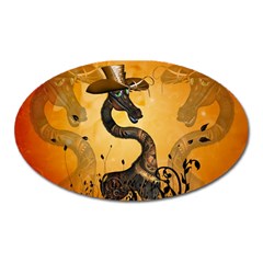 Funny Steampunk Giraffe With Hat Oval Magnet by FantasyWorld7