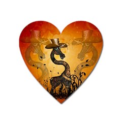 Funny Steampunk Giraffe With Hat Heart Magnet by FantasyWorld7