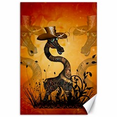 Funny Steampunk Giraffe With Hat Canvas 12  X 18  by FantasyWorld7