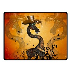 Funny Steampunk Giraffe With Hat Fleece Blanket (small) by FantasyWorld7