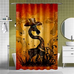 Funny Steampunk Giraffe With Hat Shower Curtain 48  X 72  (small)  by FantasyWorld7