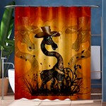 Funny Steampunk Giraffe With Hat Shower Curtain 60  x 72  (Medium)  60 x72  Curtain