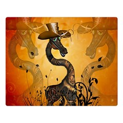 Funny Steampunk Giraffe With Hat Double Sided Flano Blanket (large)  by FantasyWorld7