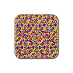 Multicolored Linear Pattern Design Rubber Coaster (square)  by dflcprints