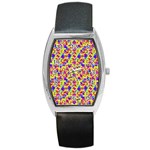 Multicolored Linear Pattern Design Barrel Style Metal Watch Front