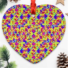 Multicolored Linear Pattern Design Heart Ornament (two Sides)