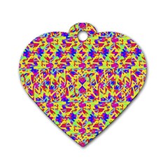 Multicolored Linear Pattern Design Dog Tag Heart (one Side) by dflcprints