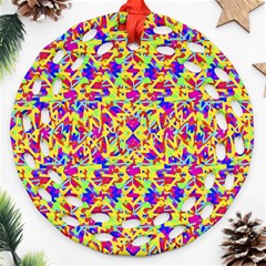 Multicolored Linear Pattern Design Round Filigree Ornament (two Sides)