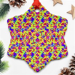 Multicolored Linear Pattern Design Snowflake Ornament (two Sides)