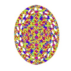 Multicolored Linear Pattern Design Oval Filigree Ornament (two Sides)