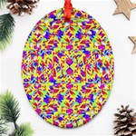 Multicolored Linear Pattern Design Oval Filigree Ornament (Two Sides) Front