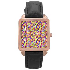 Multicolored Linear Pattern Design Rose Gold Leather Watch  by dflcprints