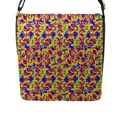 Multicolored Linear Pattern Design Flap Closure Messenger Bag (l) by dflcprints