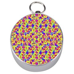 Multicolored Linear Pattern Design Silver Compasses