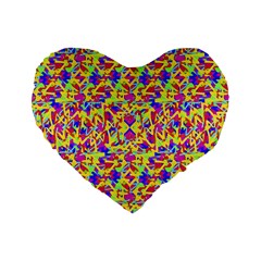 Multicolored Linear Pattern Design Standard 16  Premium Flano Heart Shape Cushions by dflcprints