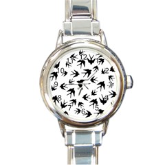 Vintage Birds Pattern Round Italian Charm Watch by Valentinaart