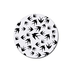 Vintage Birds Pattern Rubber Coaster (round)  by Valentinaart