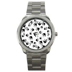 Vintage Birds Pattern Sport Metal Watch by Valentinaart