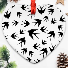 Vintage Birds Pattern Heart Ornament (two Sides)